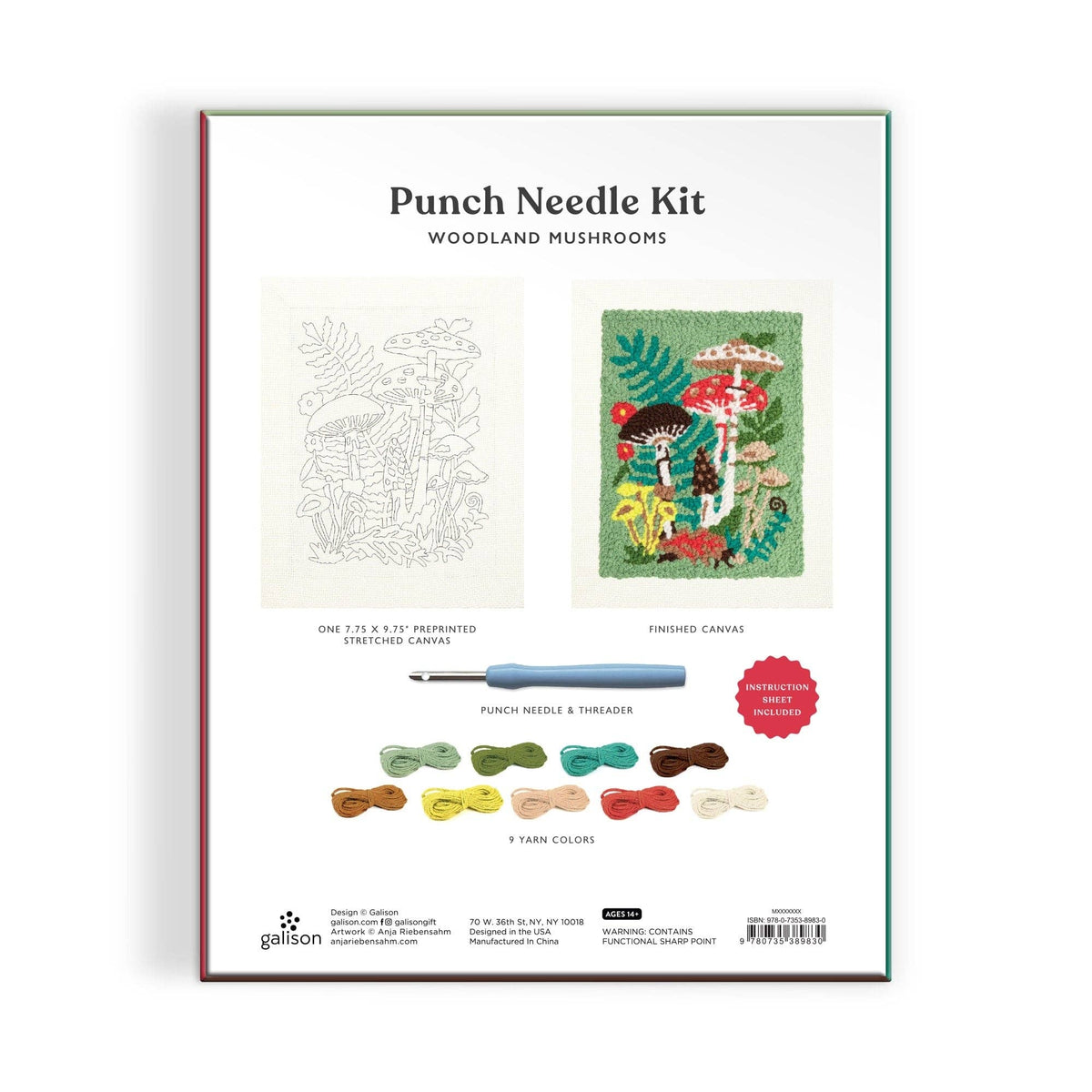 Chronicle Books-Woodland Mushrooms Punch Needle Kit-craft kit-gather here online