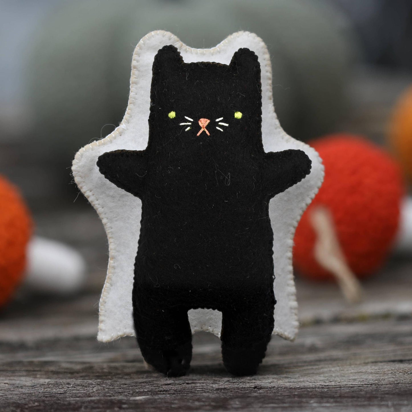 Kiriki Press-Ghost Cat Felt Doll Kit-embroidery kit-gather here online