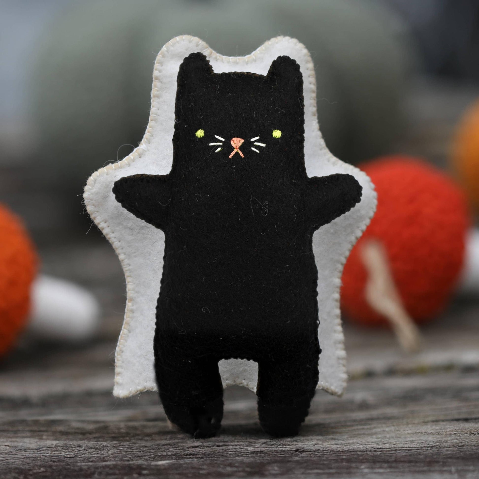 Kiriki Press-Ghost Cat Felt Doll Kit-embroidery kit-gather here online