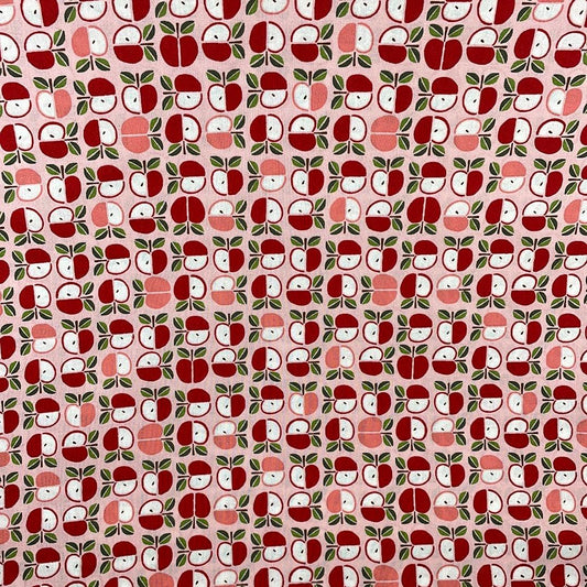 Good Taste-Sliced Pink Apples on Cotton Sheeting-fabric-gather here online