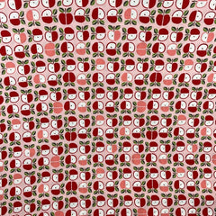 Good Taste-Sliced Pink Apples on Cotton Sheeting-fabric-gather here online