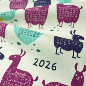gather here-2026 Tea Towel Calendar - Llamas-tea towel calendar-gather here online