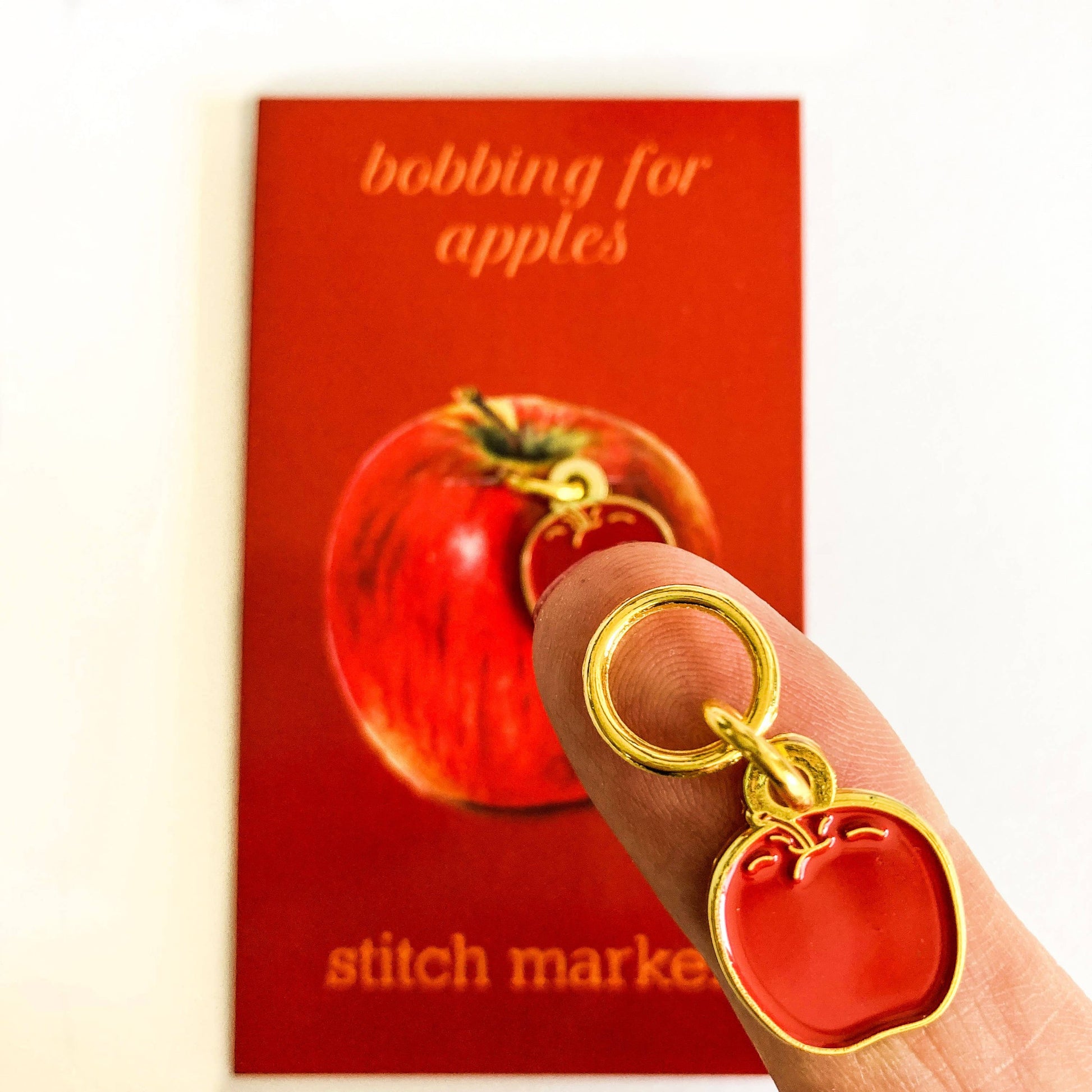 Firefly Notes-Autumn Apple Round Stitch Marker - Single-knitting notion-gather here online