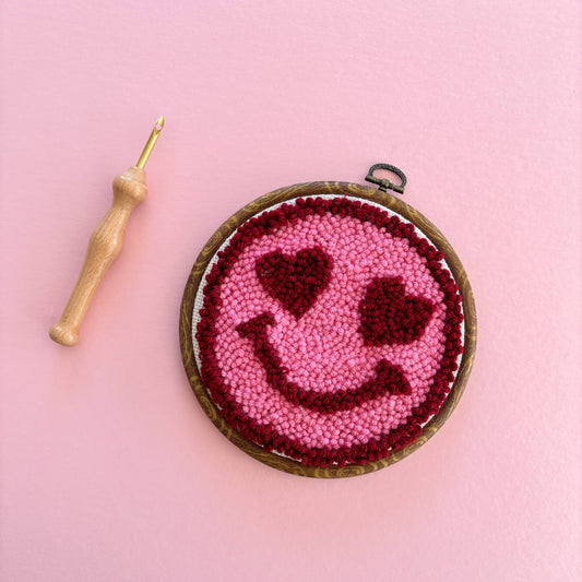 The Urban Acres-Heart Eyes Smiley Face Punch Needle Kit-craft kit-gather here online