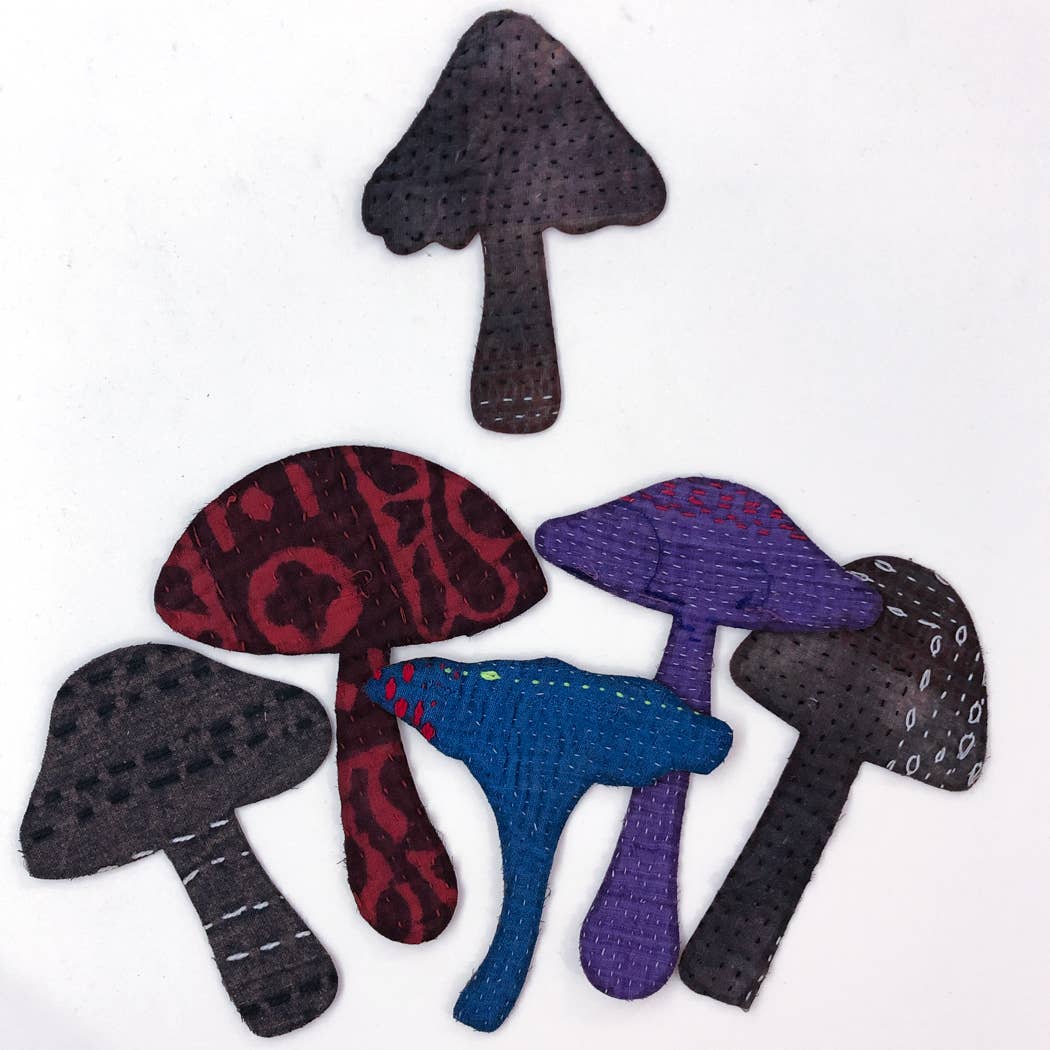 Otto Finn-Iron-on Kantha Patches - Medium Mushroom-accessory-gather here online