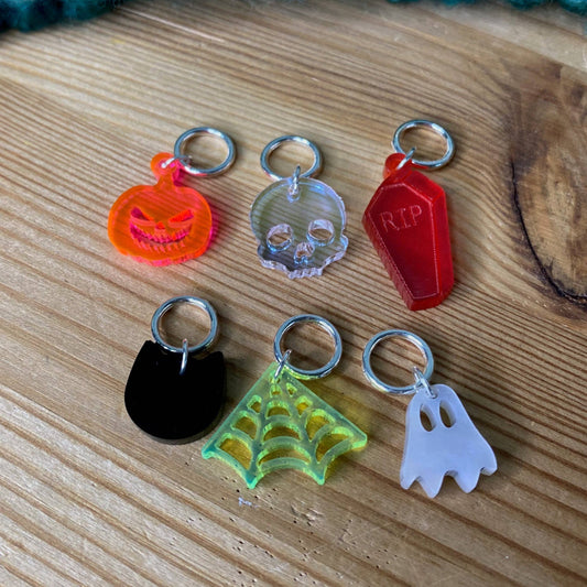 Infamous Cuts-Spooky Halloween Stitch Marker Set-knitting notion-gather here online