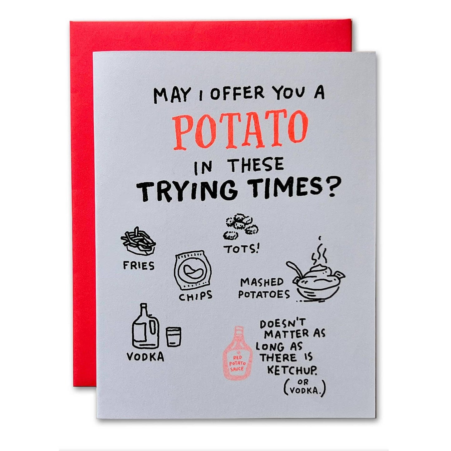 Ladyfingers Letterpress-Potato Trying Times Risograph Greeting Card-greeting card-gather here online