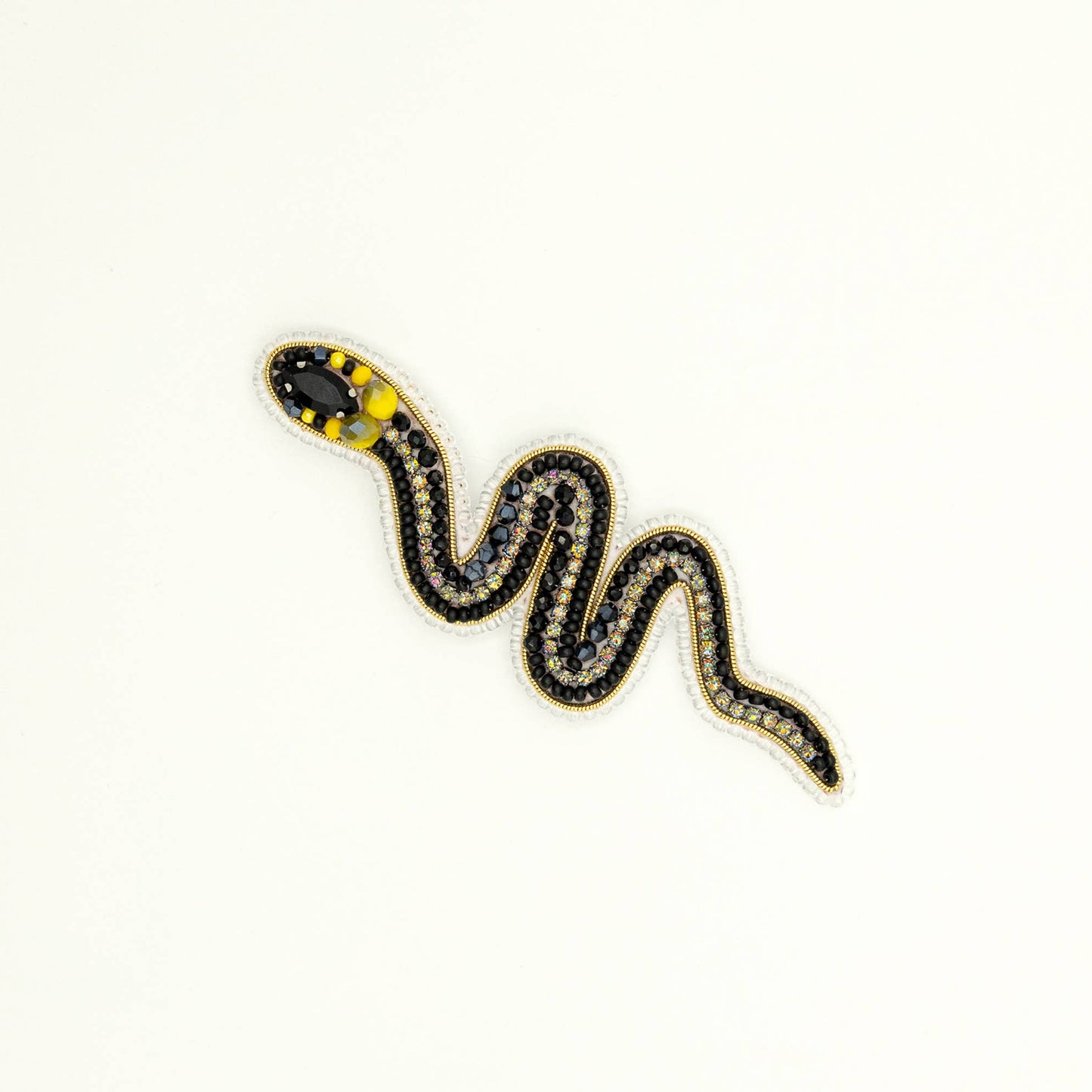 Bead Embroidery Kit: Grass Snake Brooch DIY Craft Set