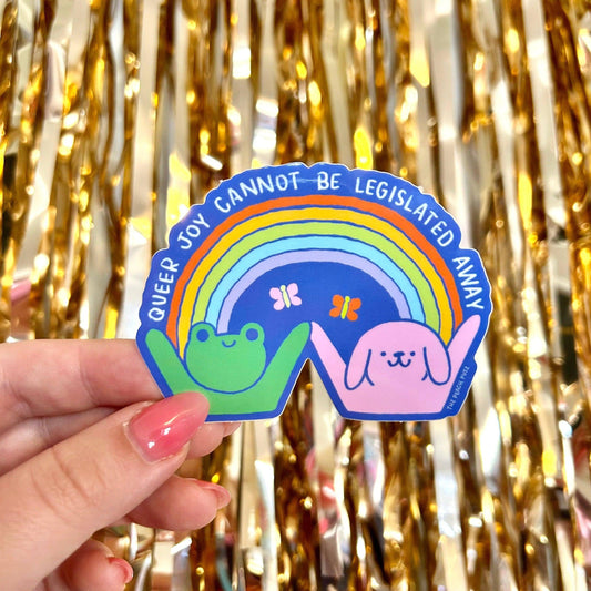 The Peach Fuzz-Queer Joy Cannot Be Legislated Away Sticker-accessory-gather here online