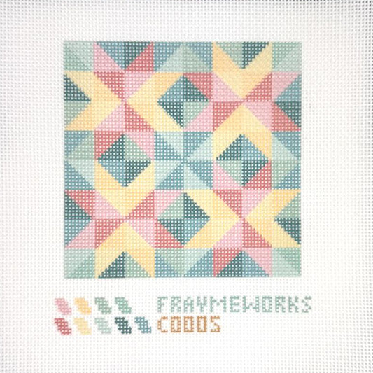 Fraymeworks-Star Quilt Block 4x4" Needlepoint Canvas-xstitch pattern-gather here online