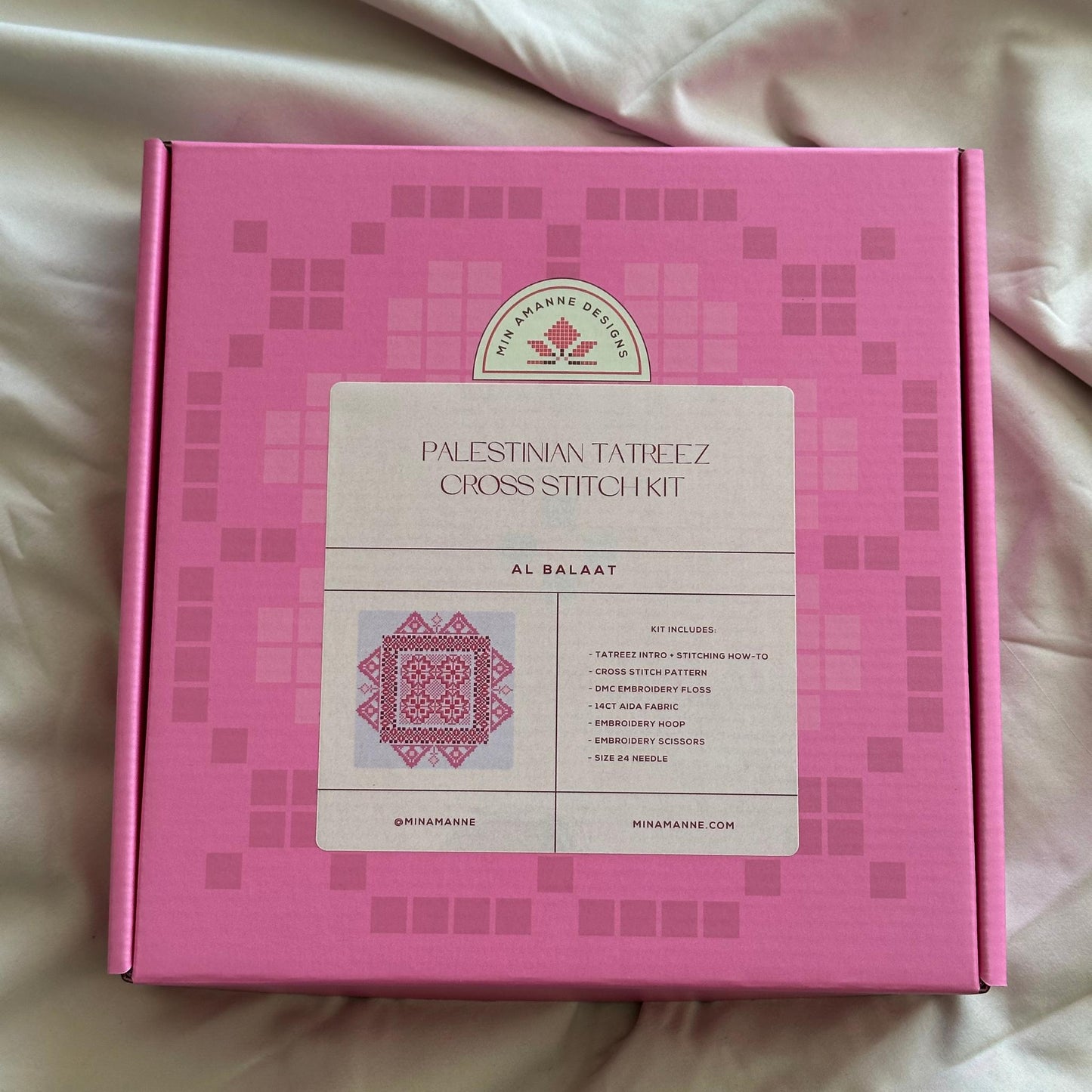 Min Amanne Tatreez Designs-Al Balaat Tatreez Kit-xstitch kit-gather here online