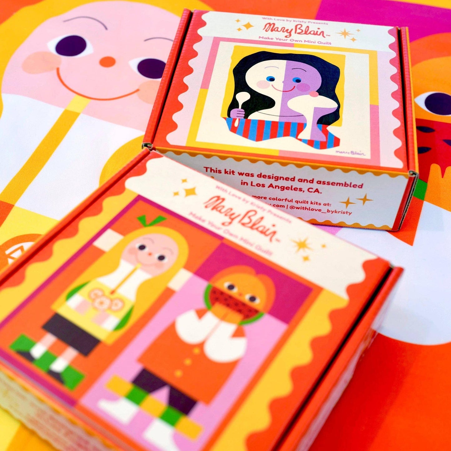 With Love by Kristy-Mary Blair™ Lemonade Girl and Watermelon Boy Mini Quilt Kit-sewing kit-gather here online