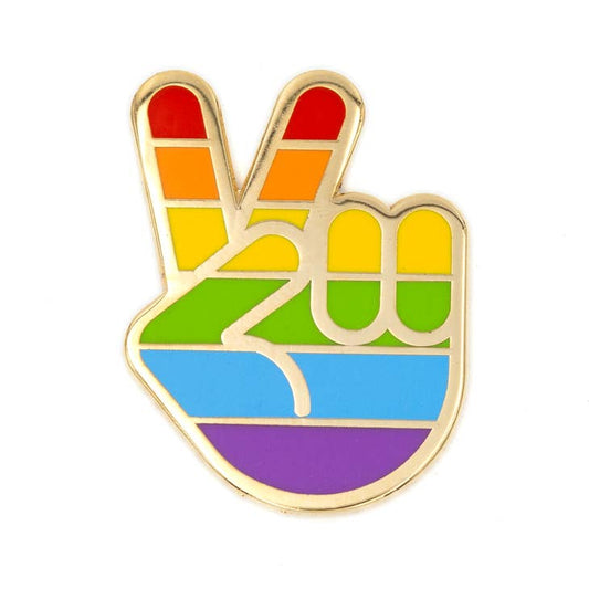 These Are Things-Rainbow Pride Peace Hand Enamel Pin-accessory-gather here online