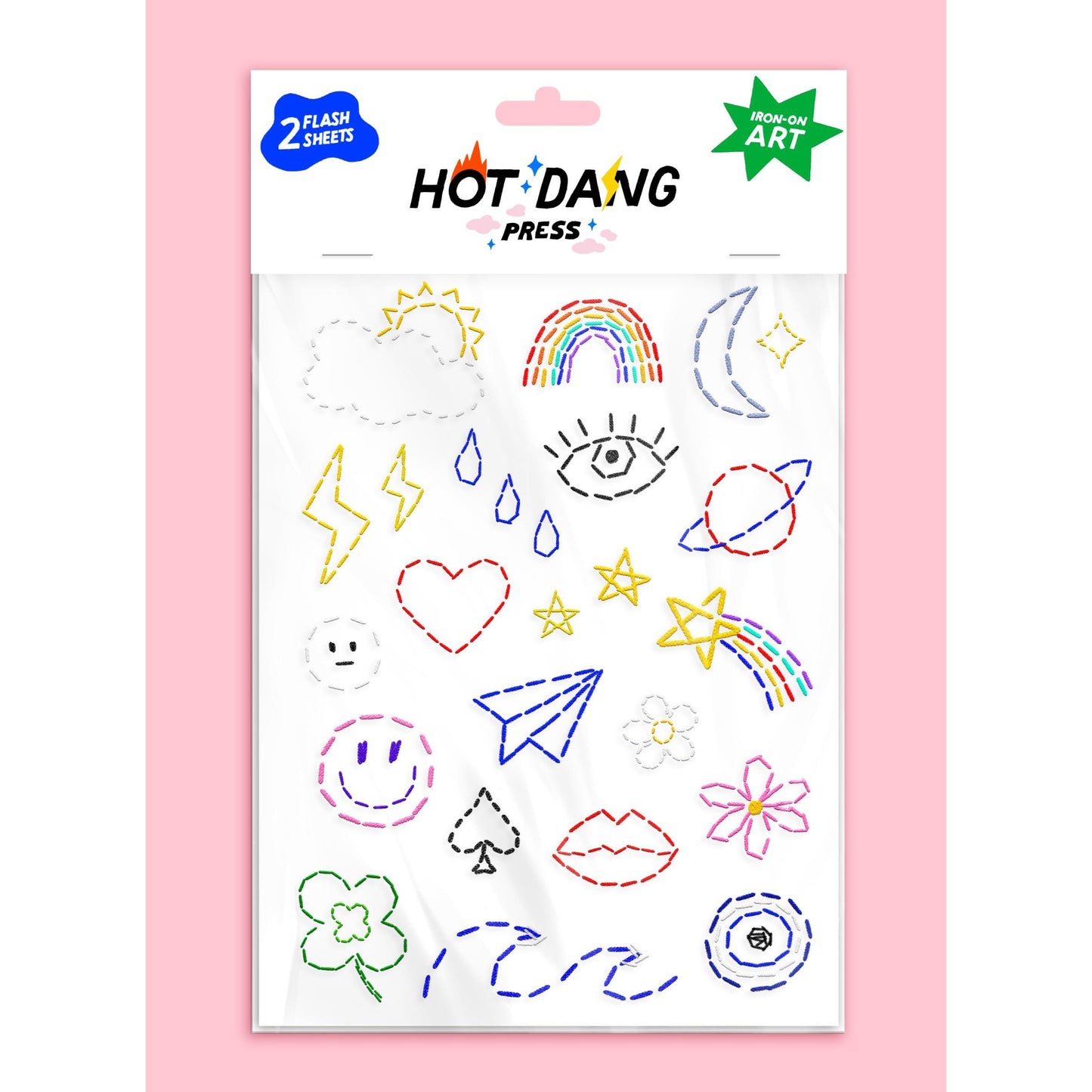 Hot Dang Press-Charms Embroidery Iron-On Transfer Sheet Set-patches + pins-gather here online
