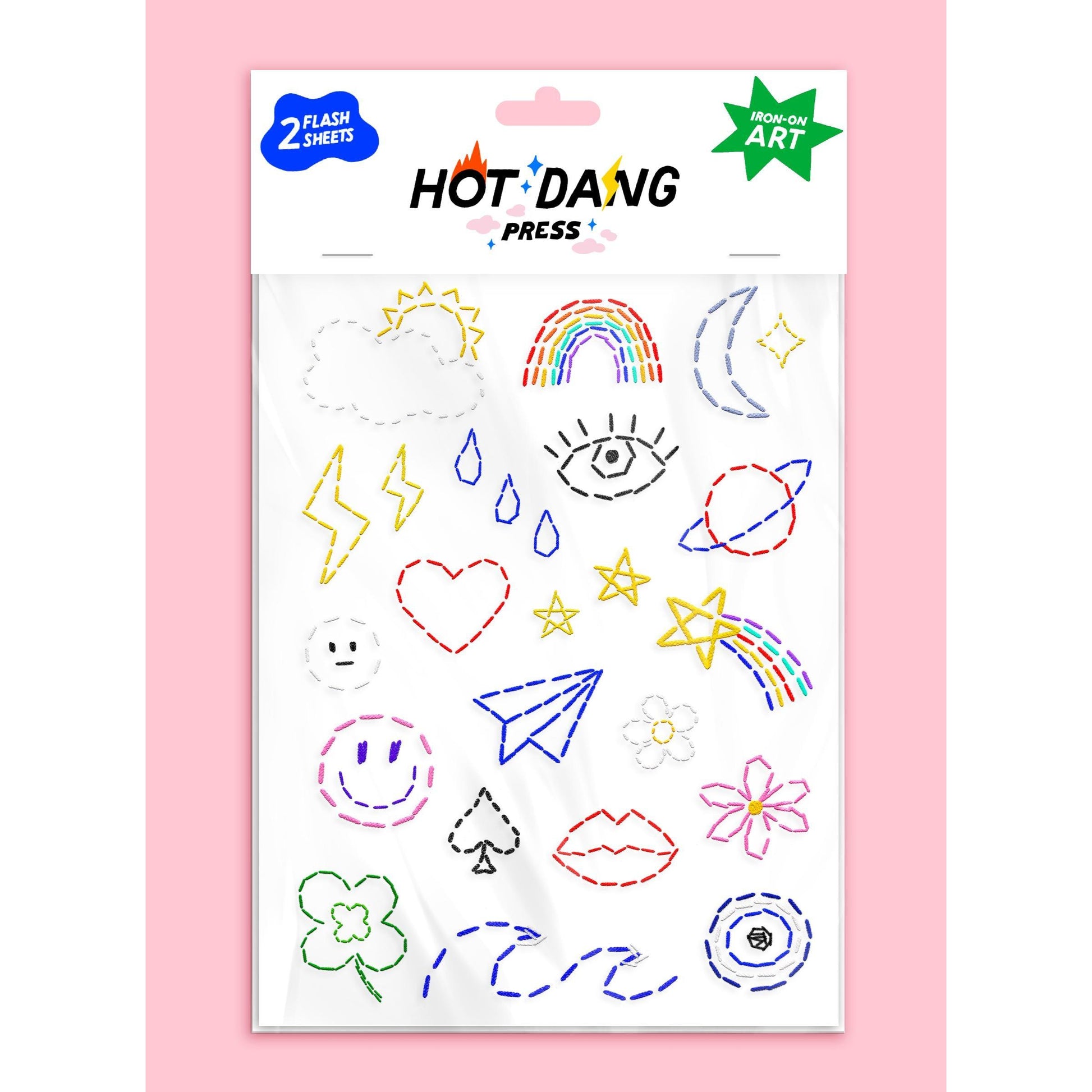 Hot Dang Press-Charms Embroidery Iron-On Transfer Sheet Set-patches + pins-gather here online