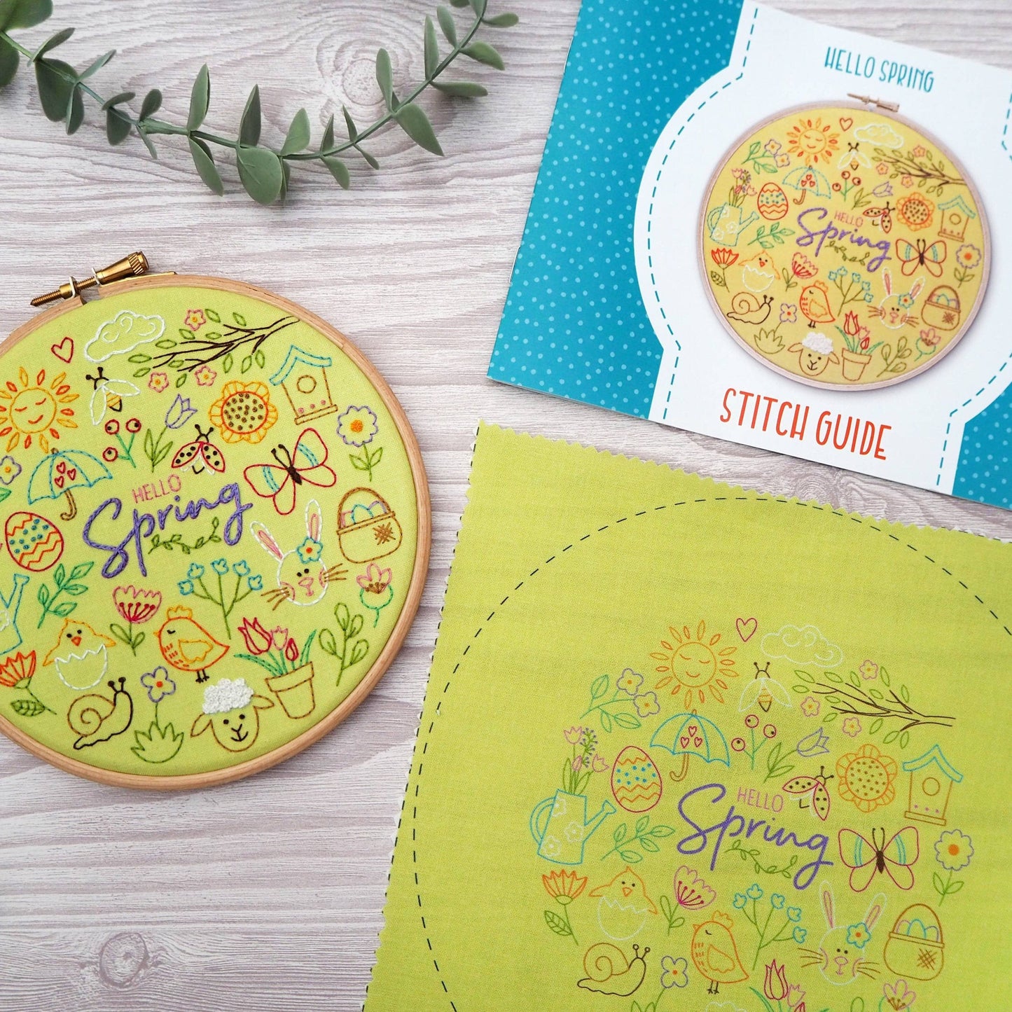 Oh Sew Bootiful-Hello Spring Embroidery Pattern Fabric Pack-embroidery kit-gather here online