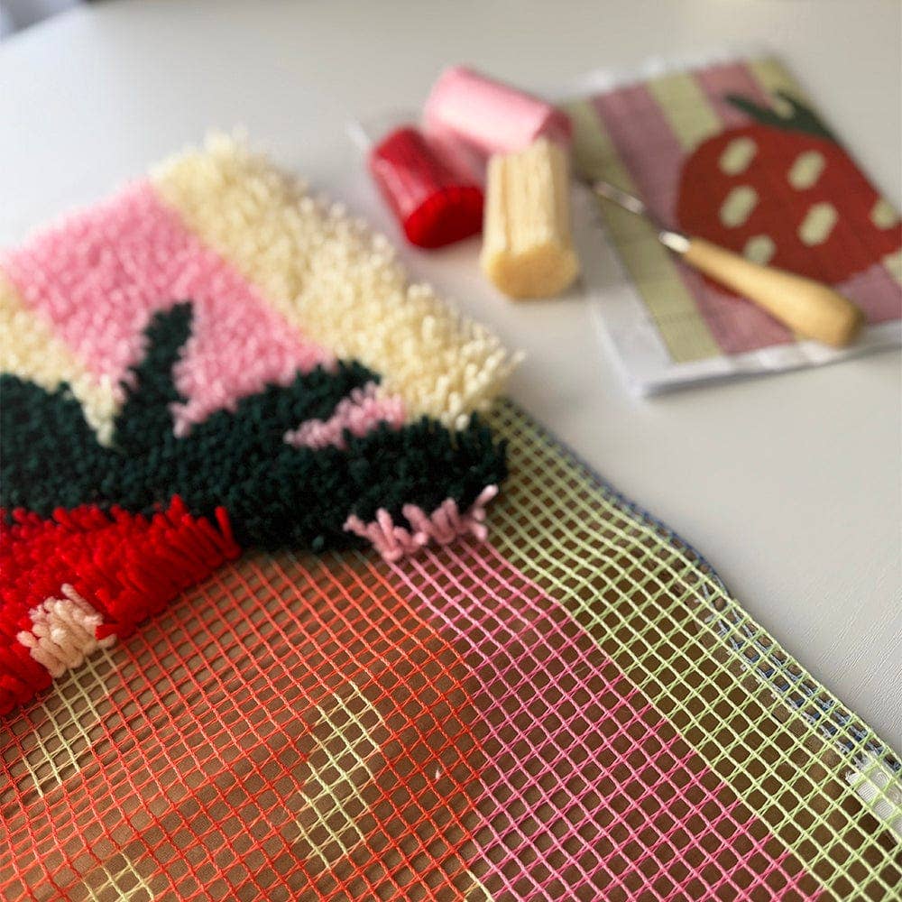Craft Club-Strawberry Ripe Stripes - Latch Hook Cushion Kit-craft kit-gather here online