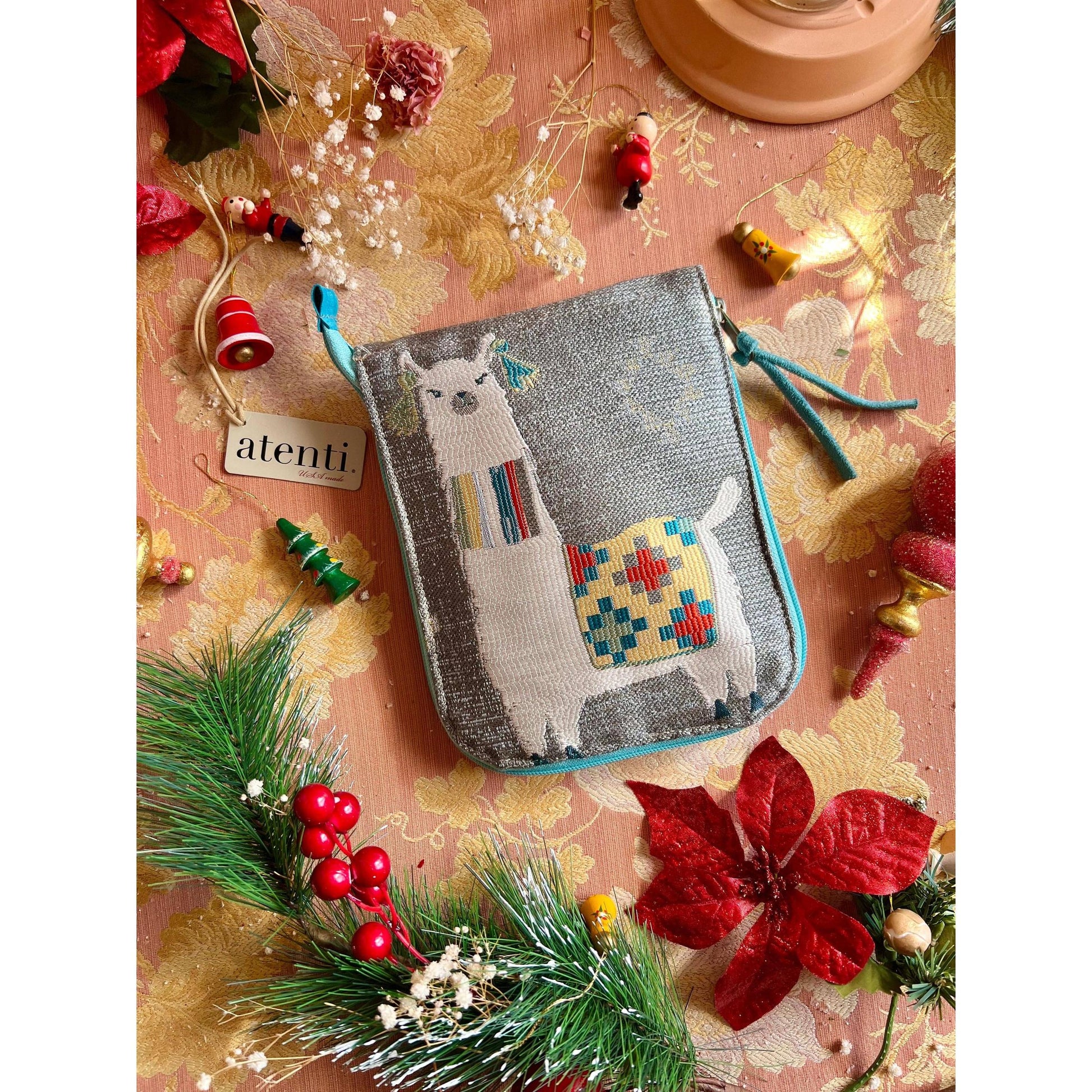 Atenti-Mamallama Circular Case - Turquoise-craft organizer-gather here online