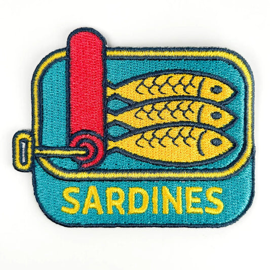 Field Trip Threads-Sardines Embroidered Iron-On Patch-patches + pins-gather here online
