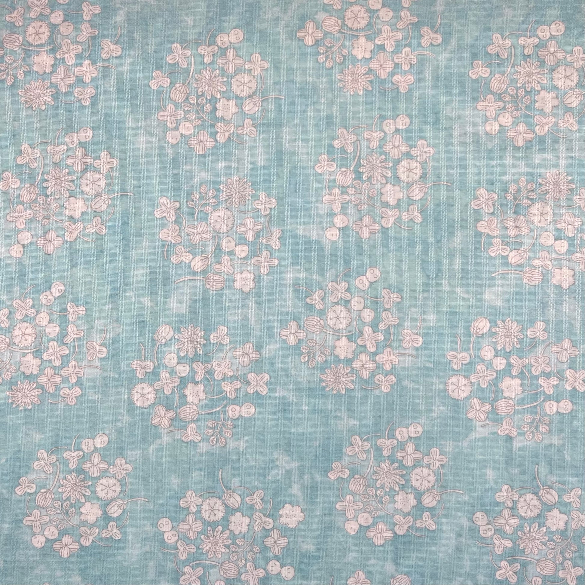 Westex-Clover Clusters Blue on Cotton Dobby-fabric-gather here online