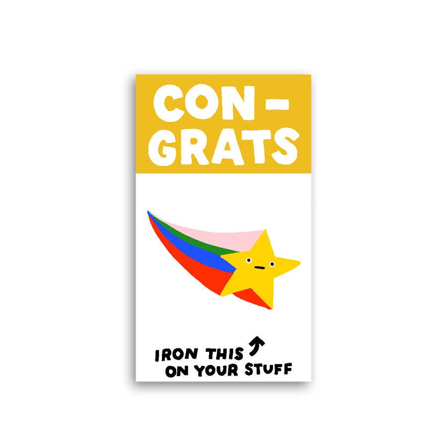 Hot Dang Press-Congrats Shooting Star Iron-On Transfer & Card-patches + pins-gather here online