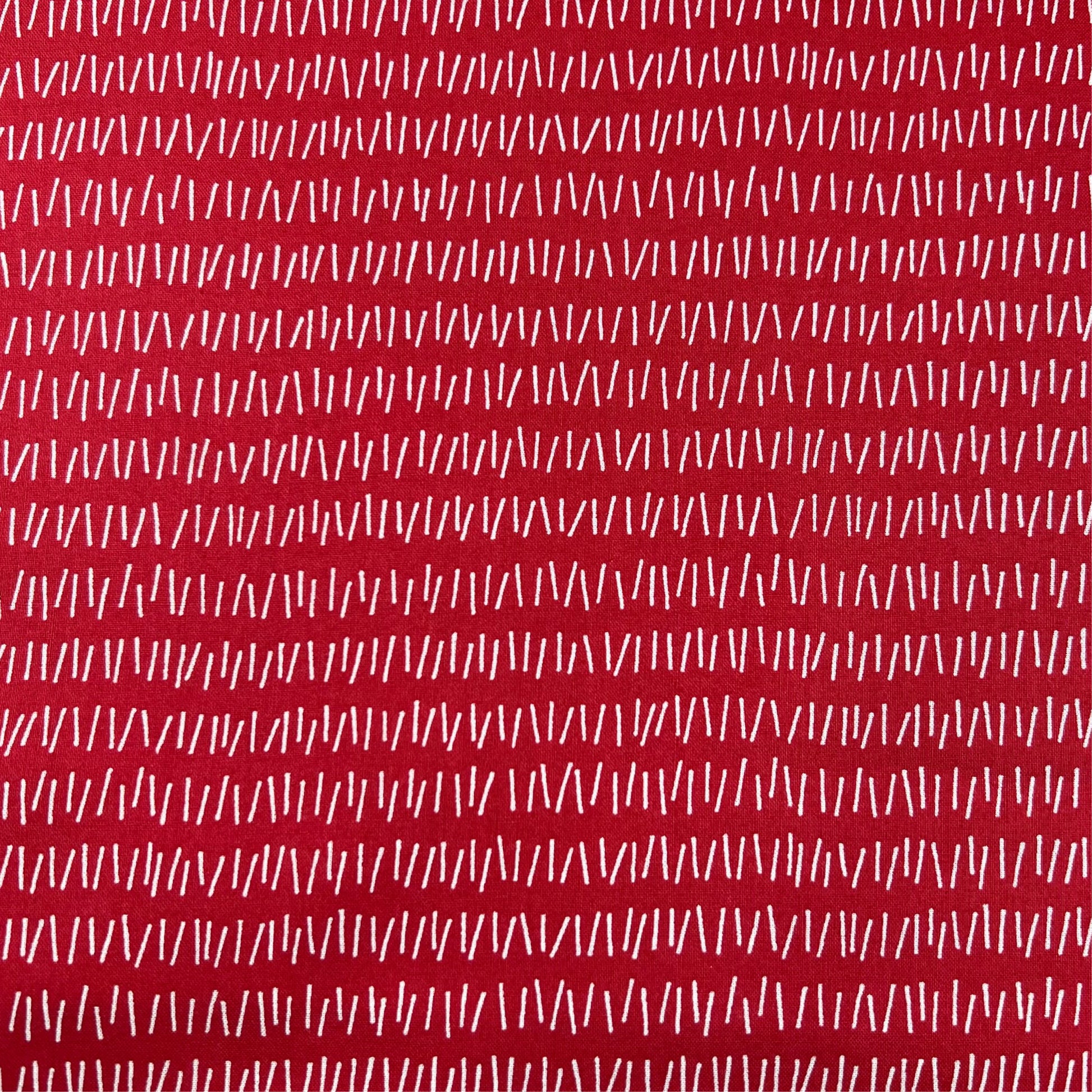 Sevenberry-White On Red Hatch Marks on Cotton Shirting-fabric-gather here online