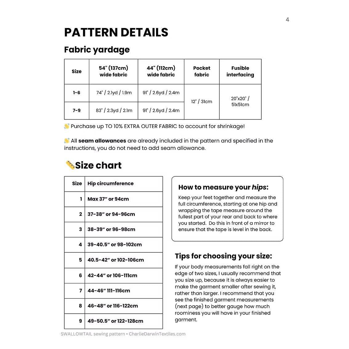 Charlie Darwin Textiles-Swallowtail Pants Pattern-sewing pattern-gather here online