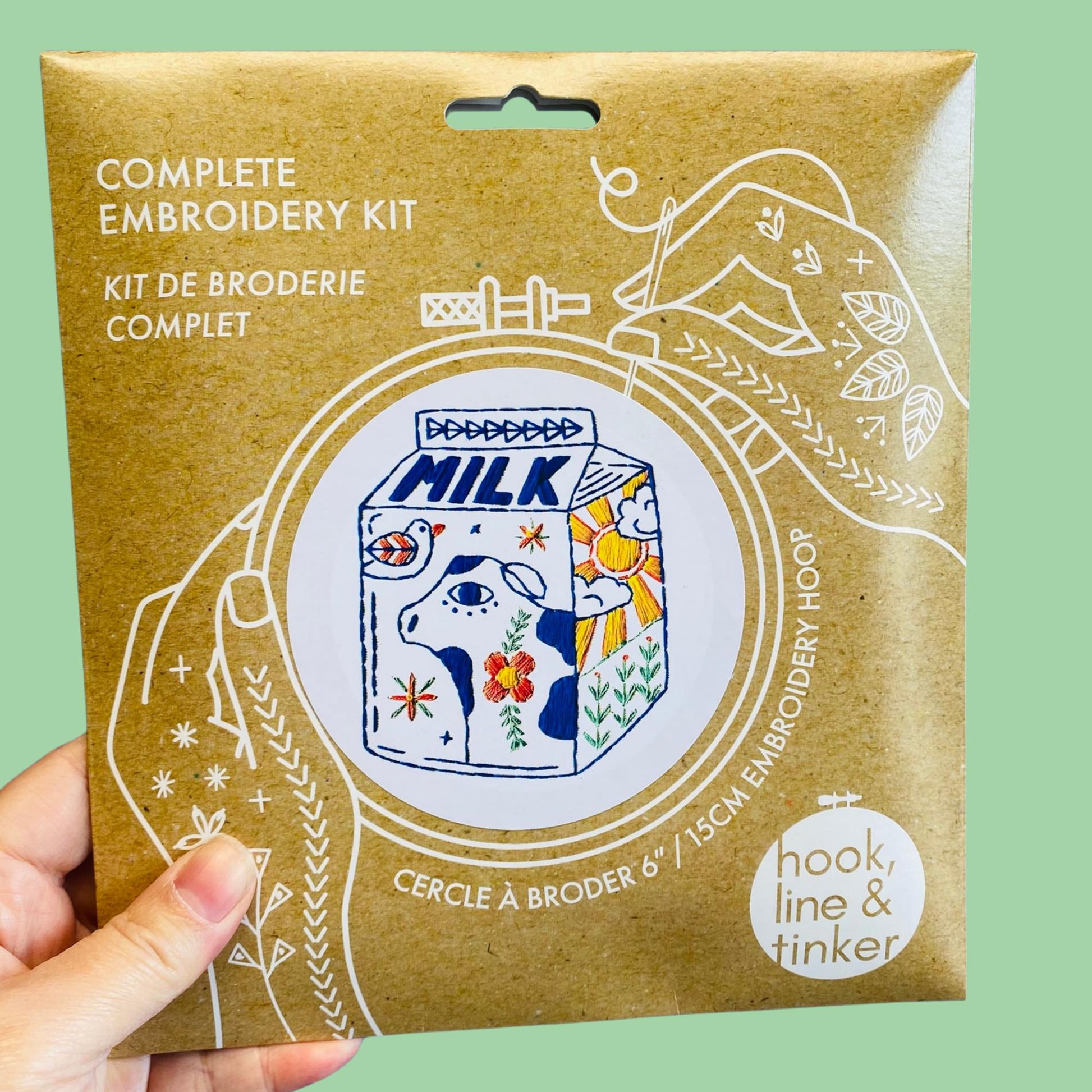 Hook, Line & Tinker-Milk Embroidery Kit-embroidery kit-gather here online