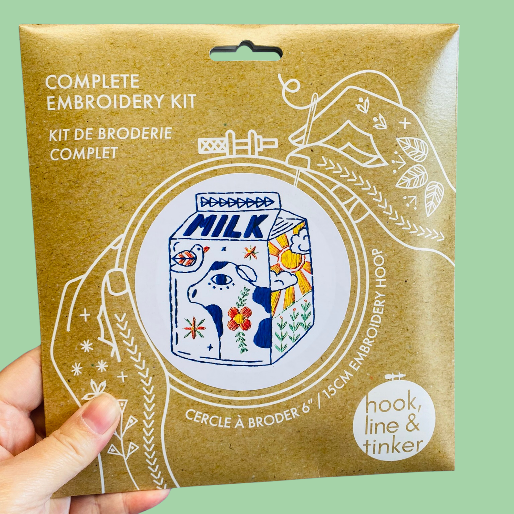 Hook, Line & Tinker-Milk Embroidery Kit-embroidery kit-gather here online