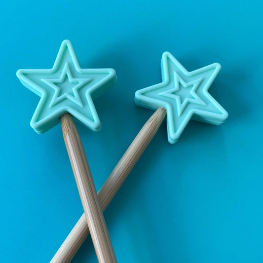 Comma Craft Co-Light Teal Star Knitting Needle Point Protectors-knitting notion-gather here online