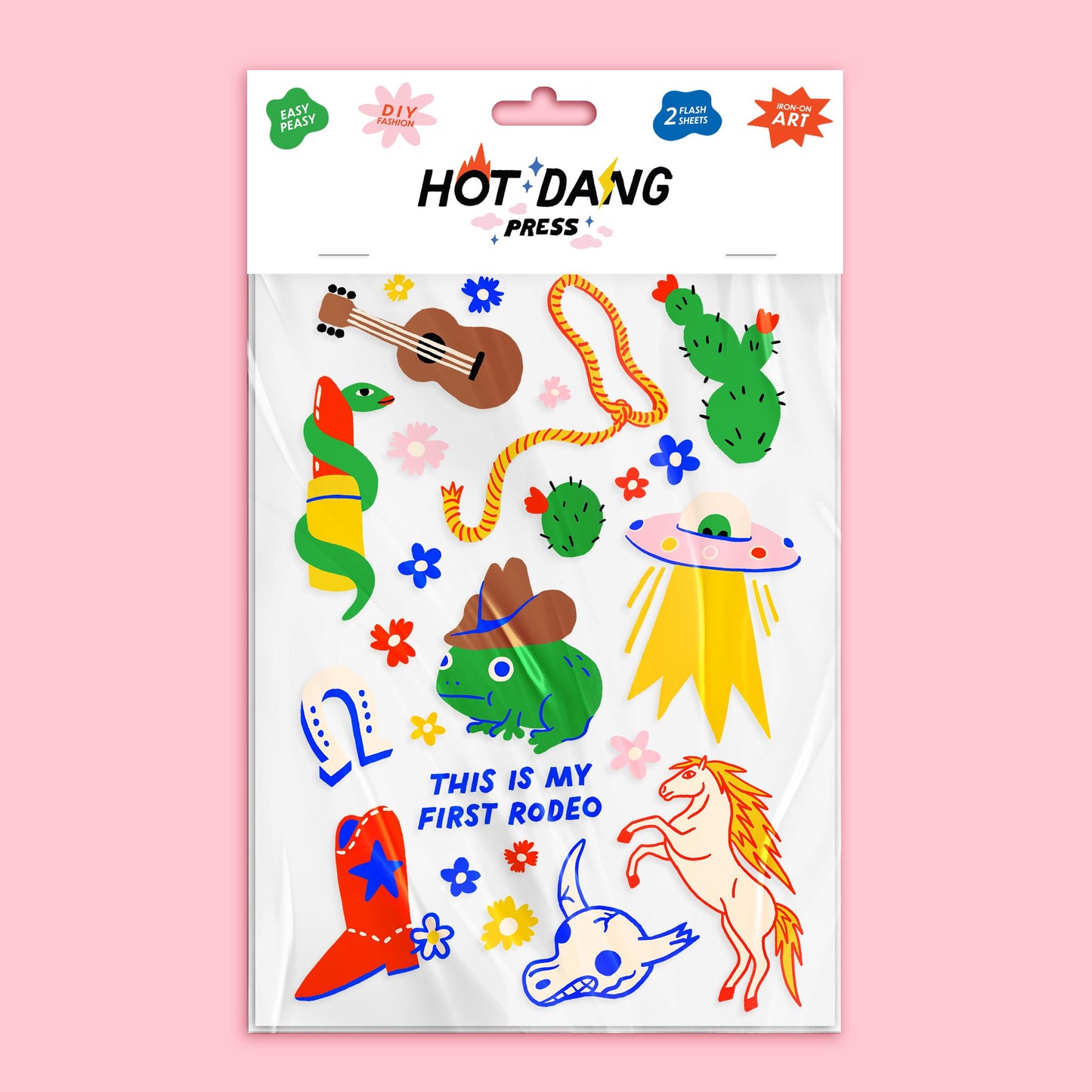 Hot Dang Press-First Rodeo Iron-On Transfer Sheet Set-patches + pins-gather here online