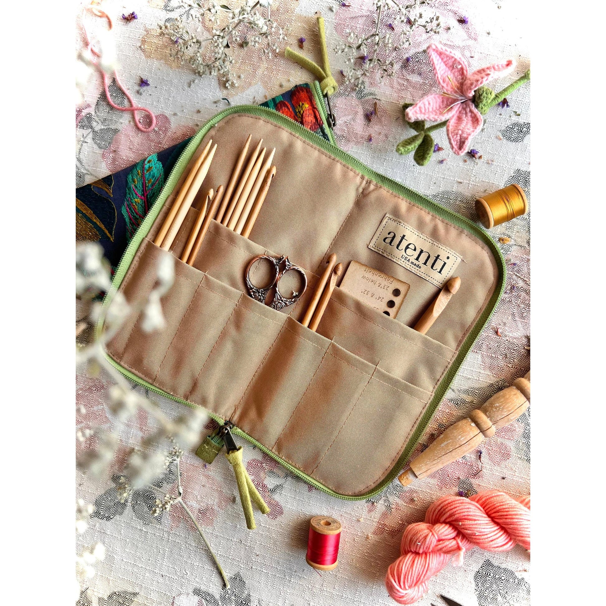 Atenti-Flora Needles, Hooks, and Tools Case-craft organizer-gather here online