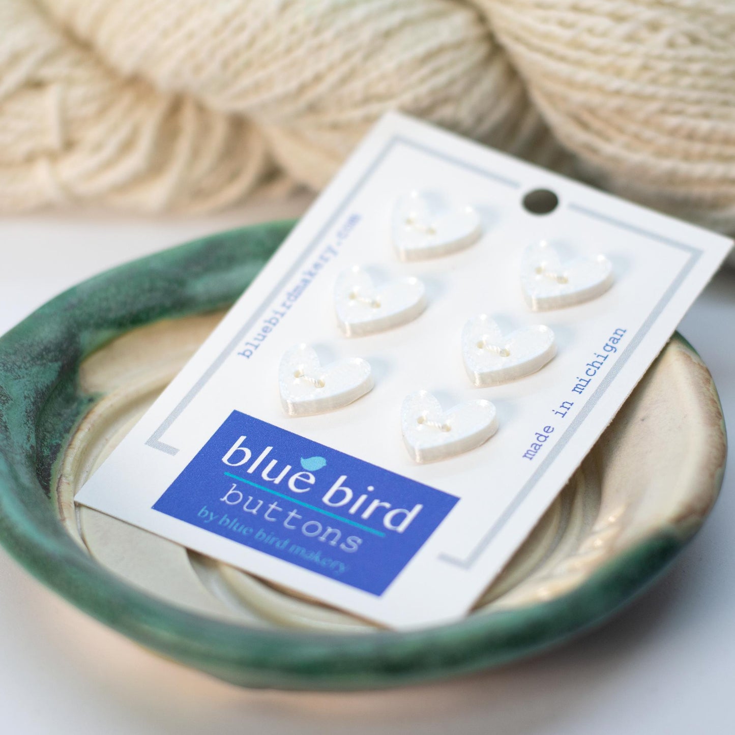 Blue Bird Makery-12mm Heart Buttons-button-Pearly White-gather here online