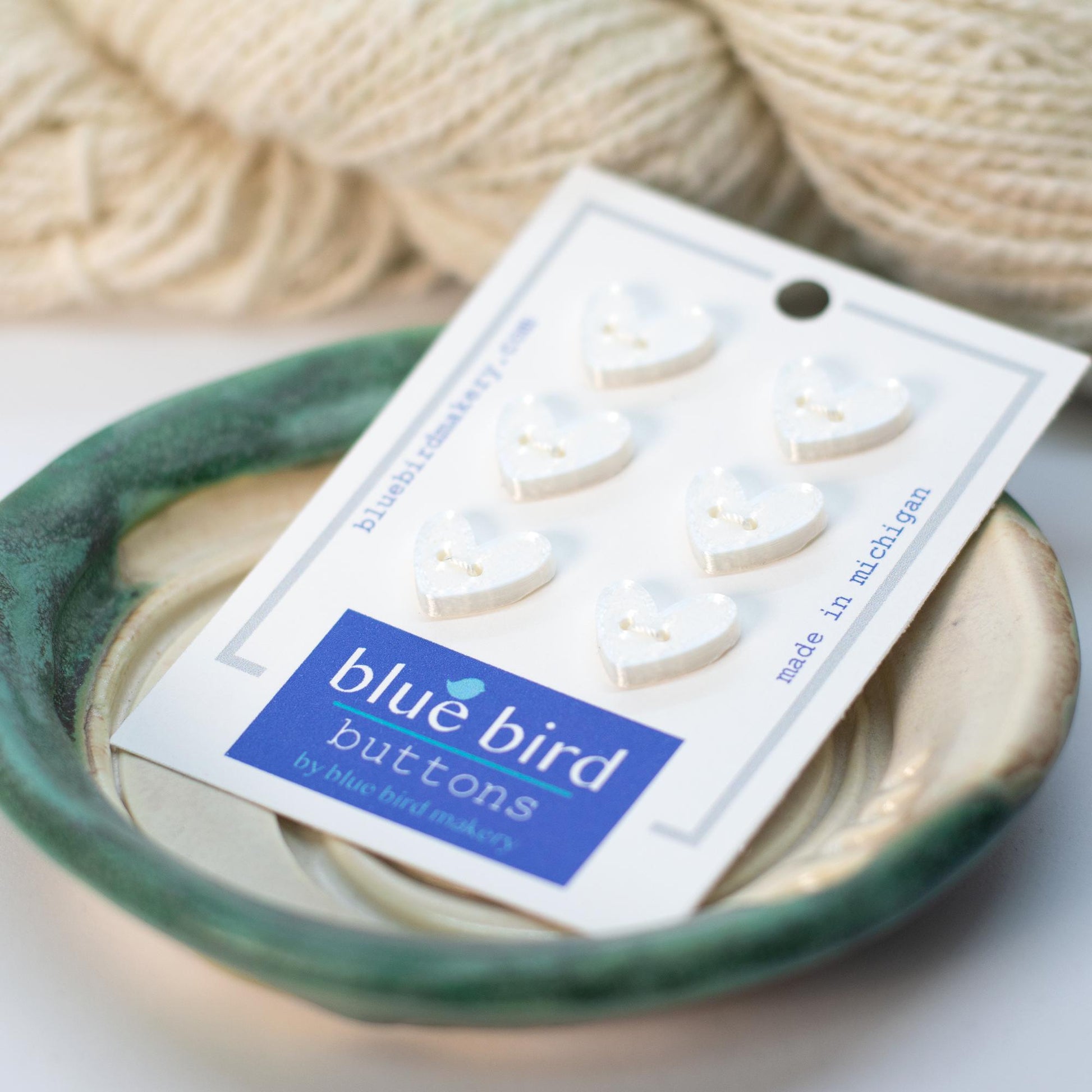 Blue Bird Makery-12mm Heart Buttons-button-Pearly White-gather here online
