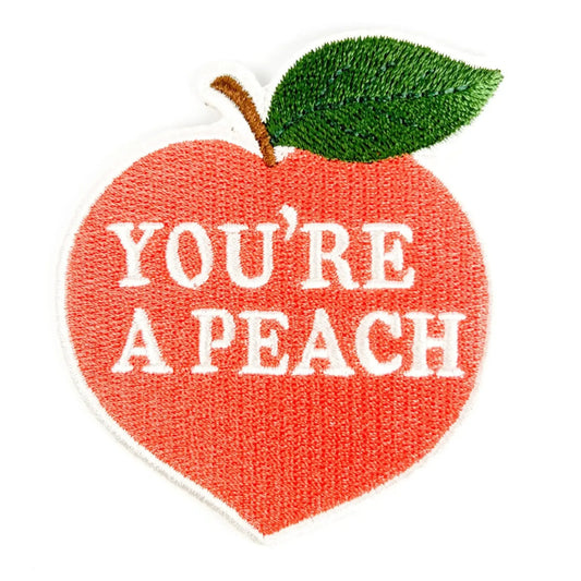 Field Trip Threads-You're a Peach Embroidered Iron-On Patch-patches + pins-gather here online