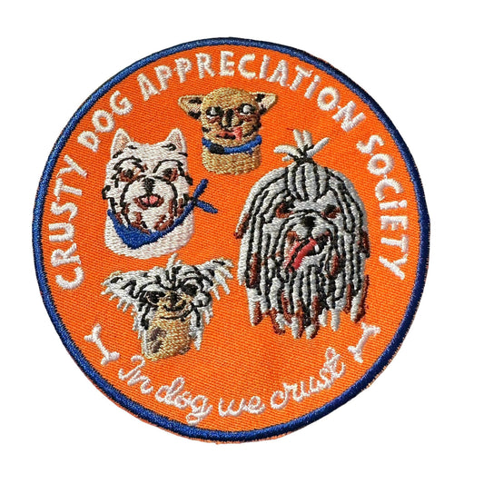 Sparkletown Studios-Crusty Dog Iron-On Patch-patches + pins-gather here online