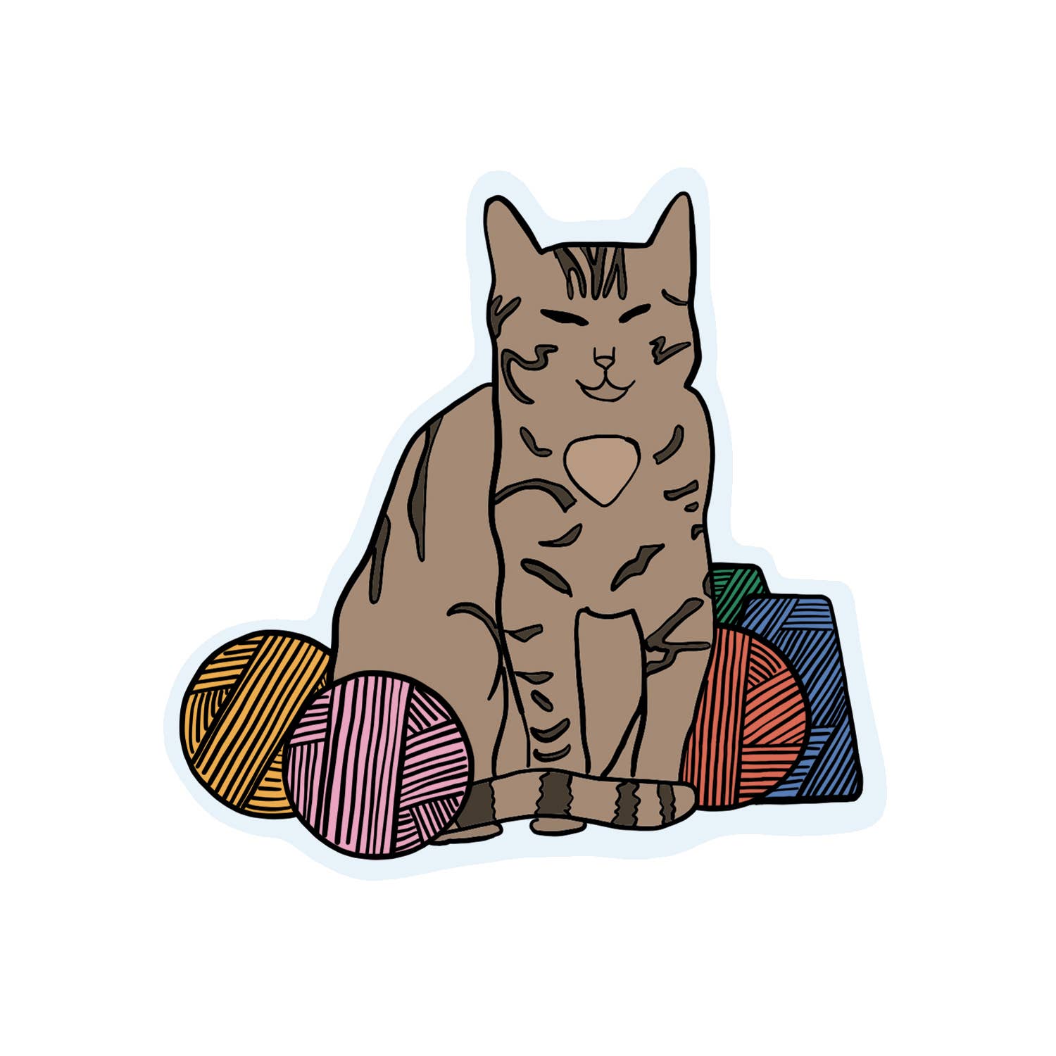 Made by Nilina-Periwinkle Yarn Cat Sticker-sticker-gather here online