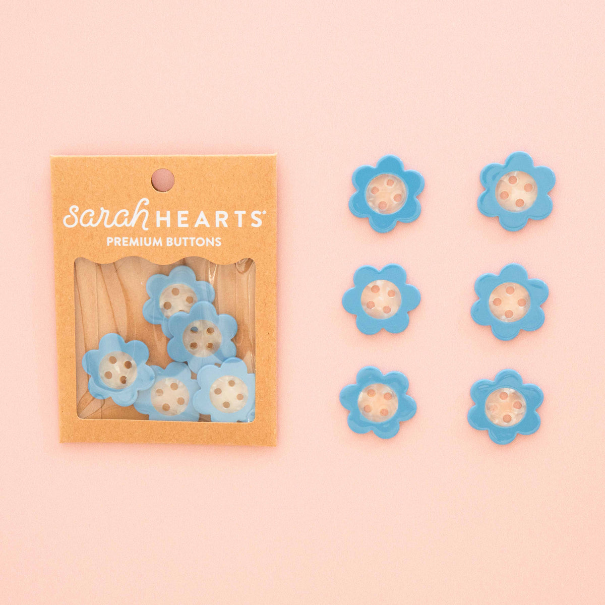 Sarah Hearts-Blue Daisy Large 1" Buttons-button-gather here online