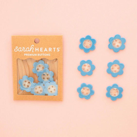 Sarah Hearts-Blue Daisy Large 1" Buttons-button-gather here online