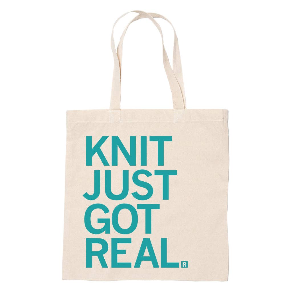 RAYGUN-Knit Just Got Real Tote Bag-craft organizer-gather here online