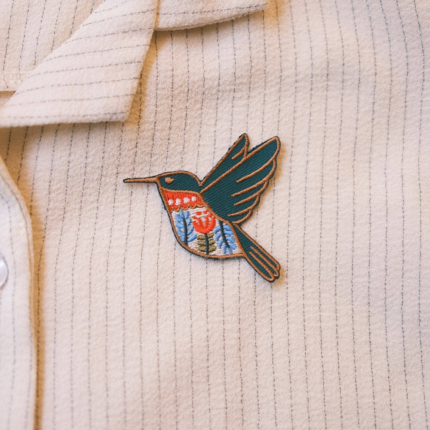 Justine Gilbuena-Hummingbird Iron-On Patch-patches + pins-gather here online