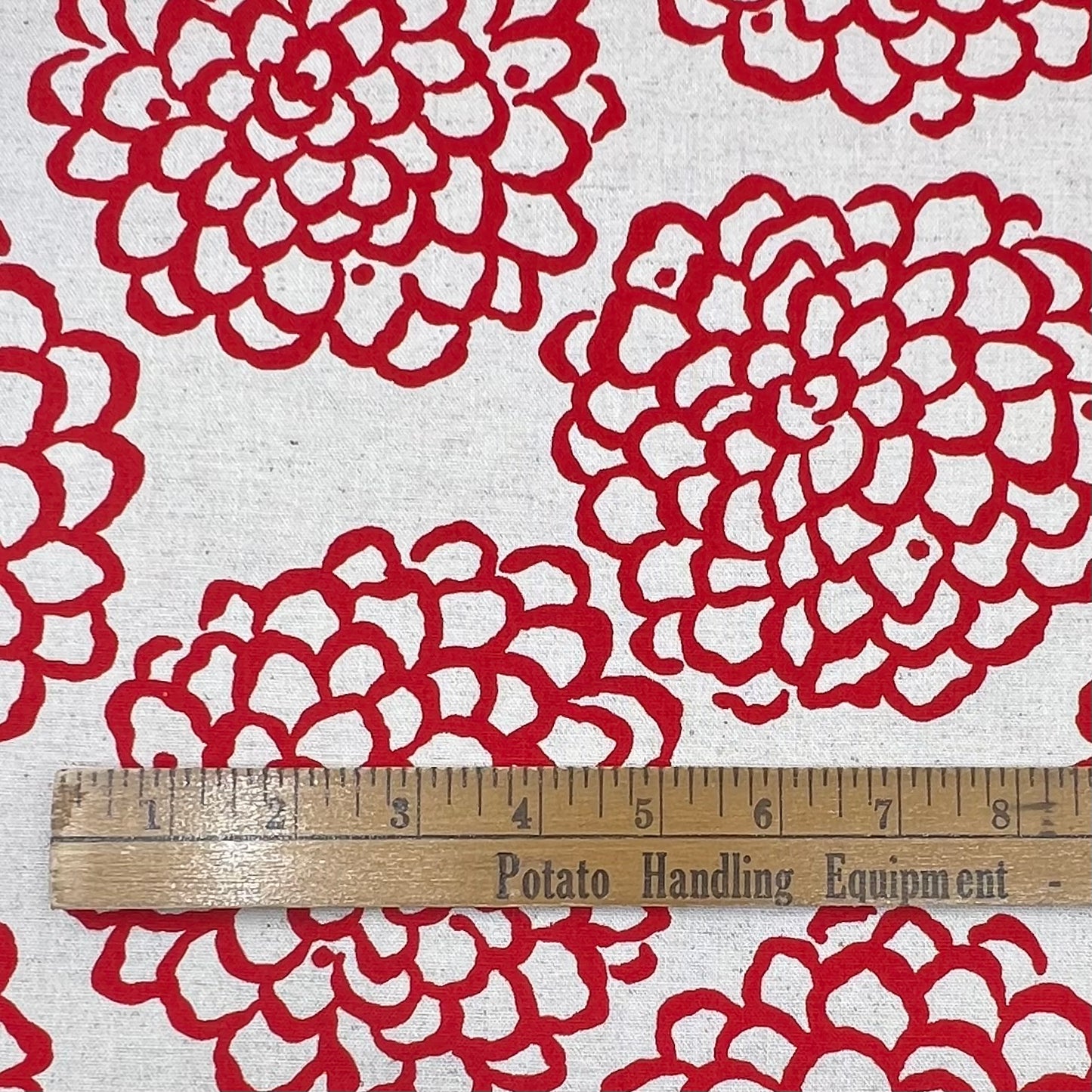 Kobayashi-Red Printed Mums on Cotton/Linen Canvas-fabric-gather here online