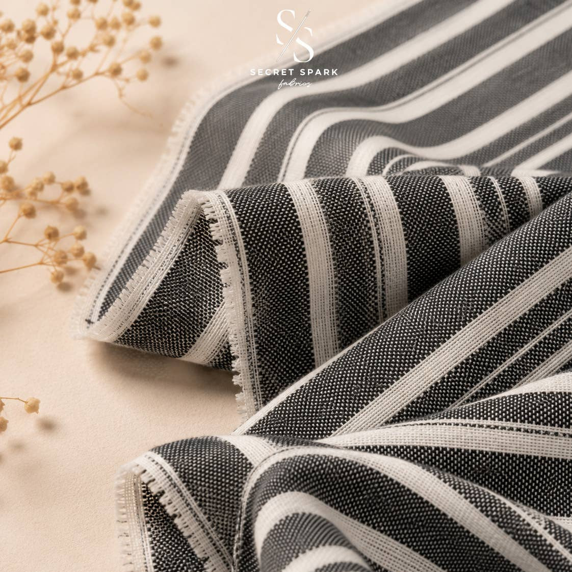 Secret Spark-Coastal Stripe Linen Rayon-fabric-gather here online