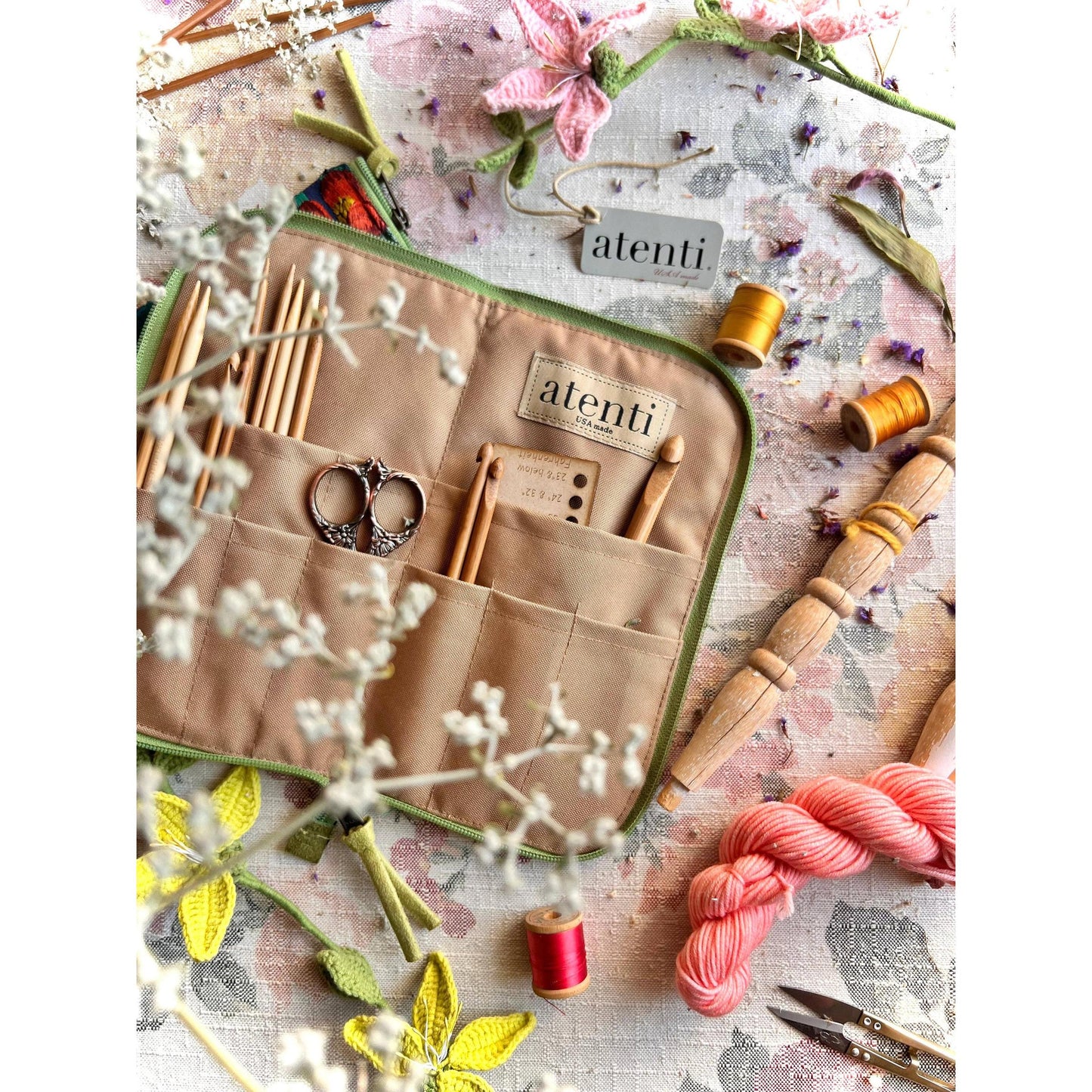 Atenti-Flora Needles, Hooks, and Tools Case-craft organizer-gather here online