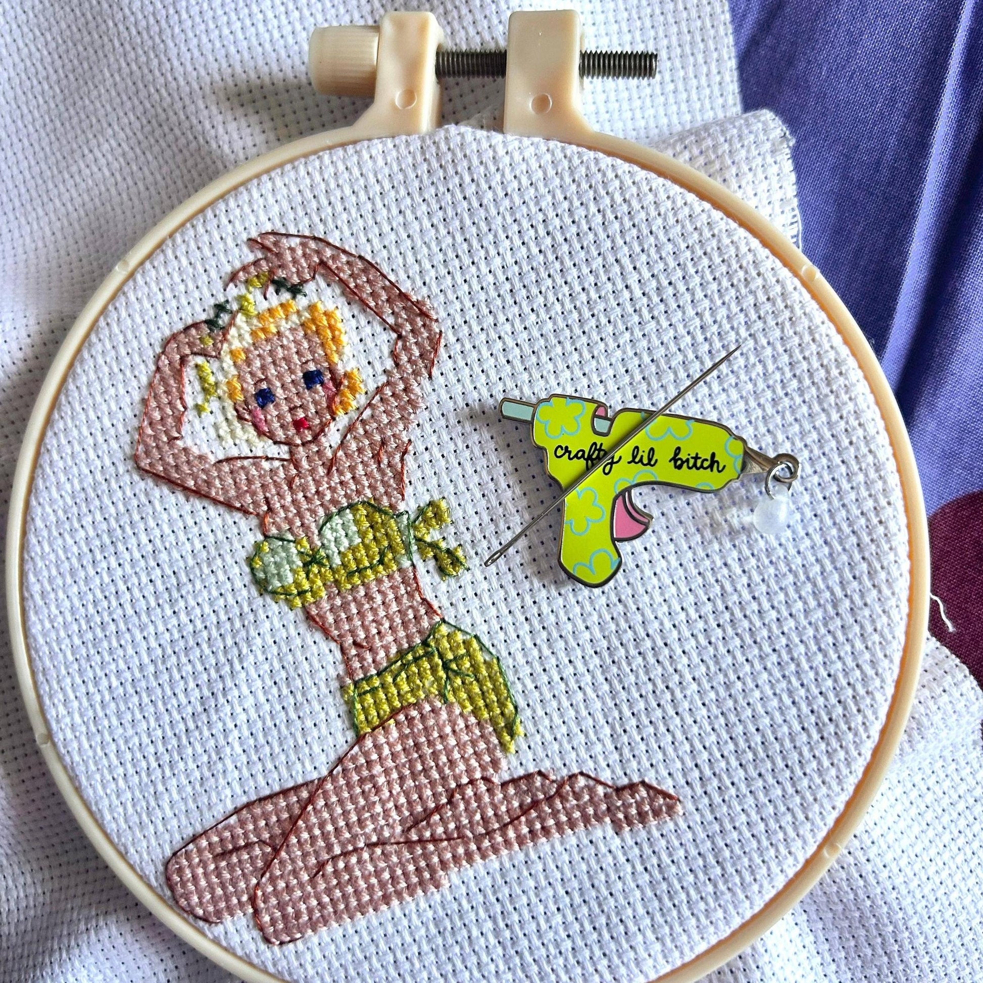 The Peach Fuzz-Crafty Lil Bitch Needle Minder-knitting notion-gather here online