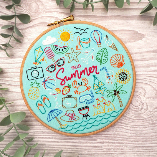 Oh Sew Bootiful-Hello Summer Embroidery Pattern Fabric Pack-embroidery kit-gather here online