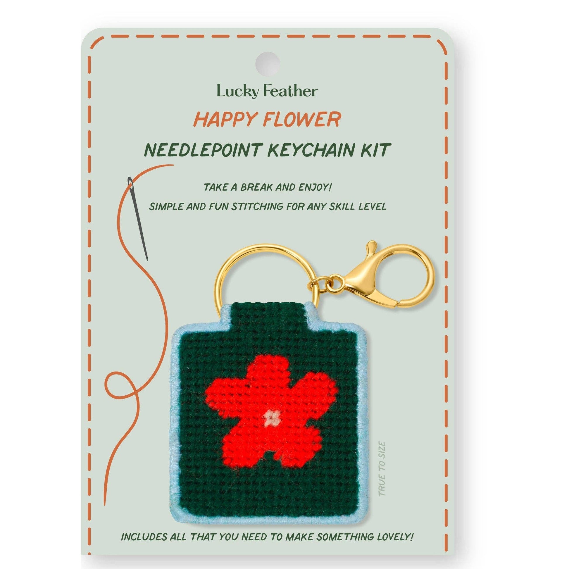 Lucky Feather-Needlepoint Keychain Kit - Flower-xstitch kit-gather here online