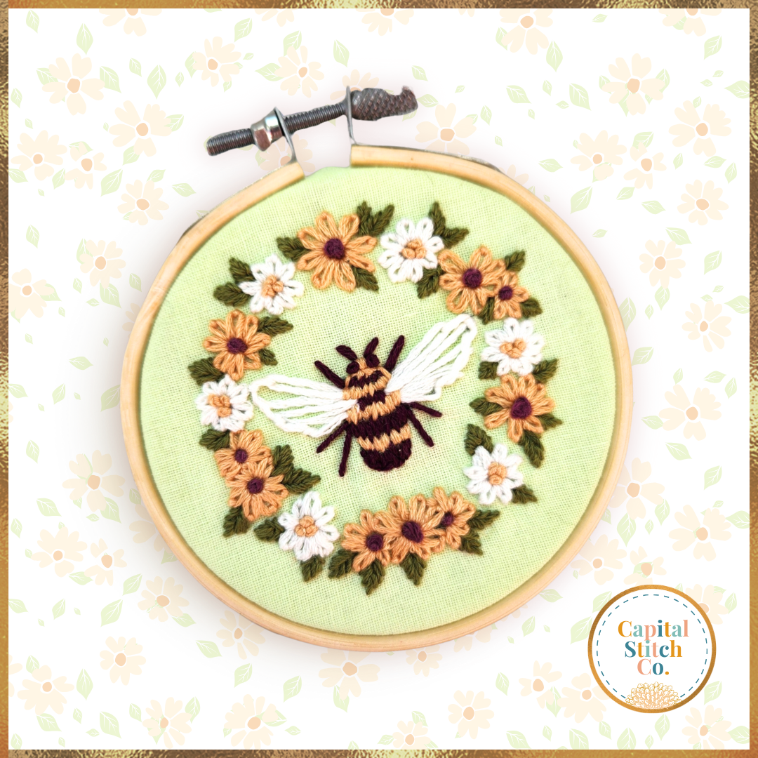 Honey Bee Wreath Mini Embroidery Kit