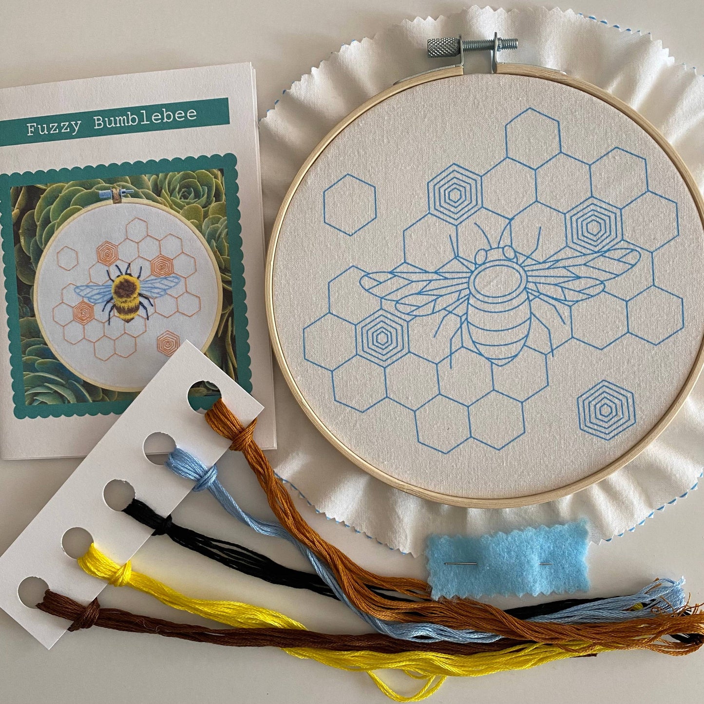 Stitches By Tiff-Fuzzy Bumblebee Embroidery Kit-embroidery kit-gather here online