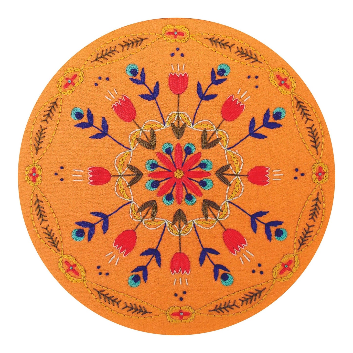 CozyBlue-Tangerine Mandala Pre-Printed Fabric Embroidery Pattern-embroidery pattern-gather here online